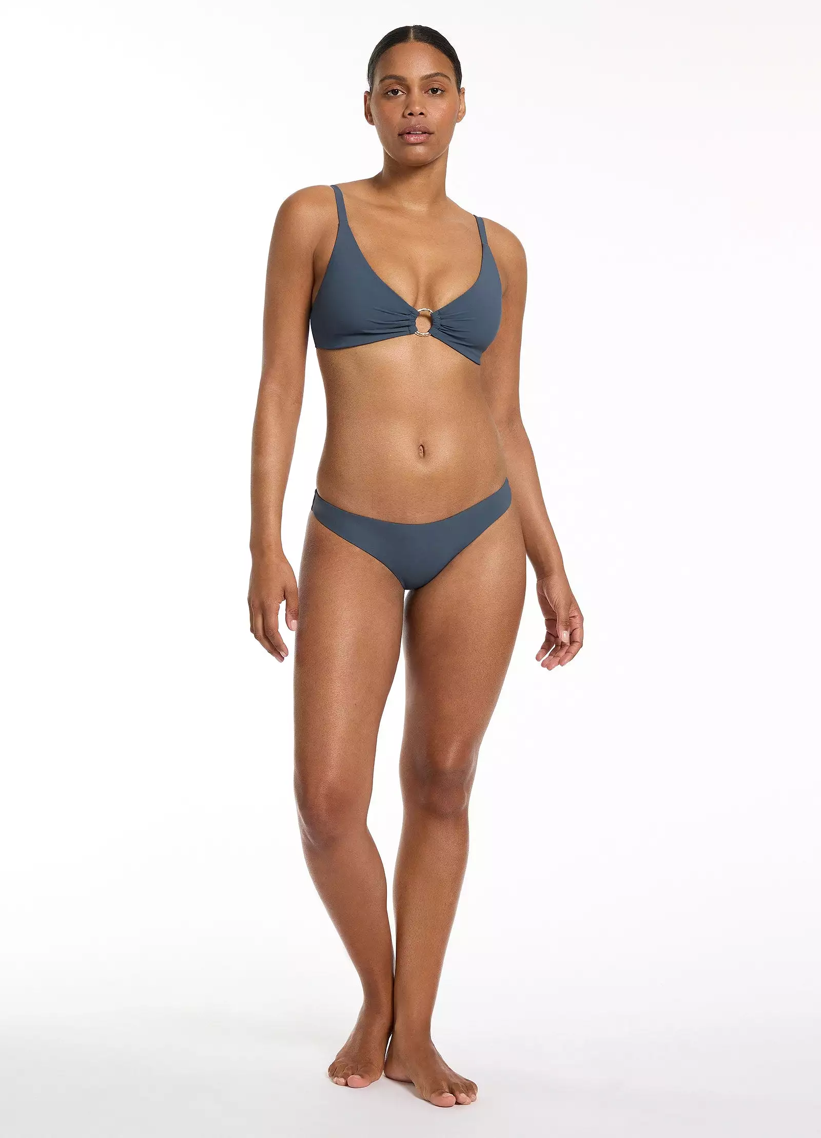 Jetset Trim C-D Triangle Bikini Top - Steel Blue