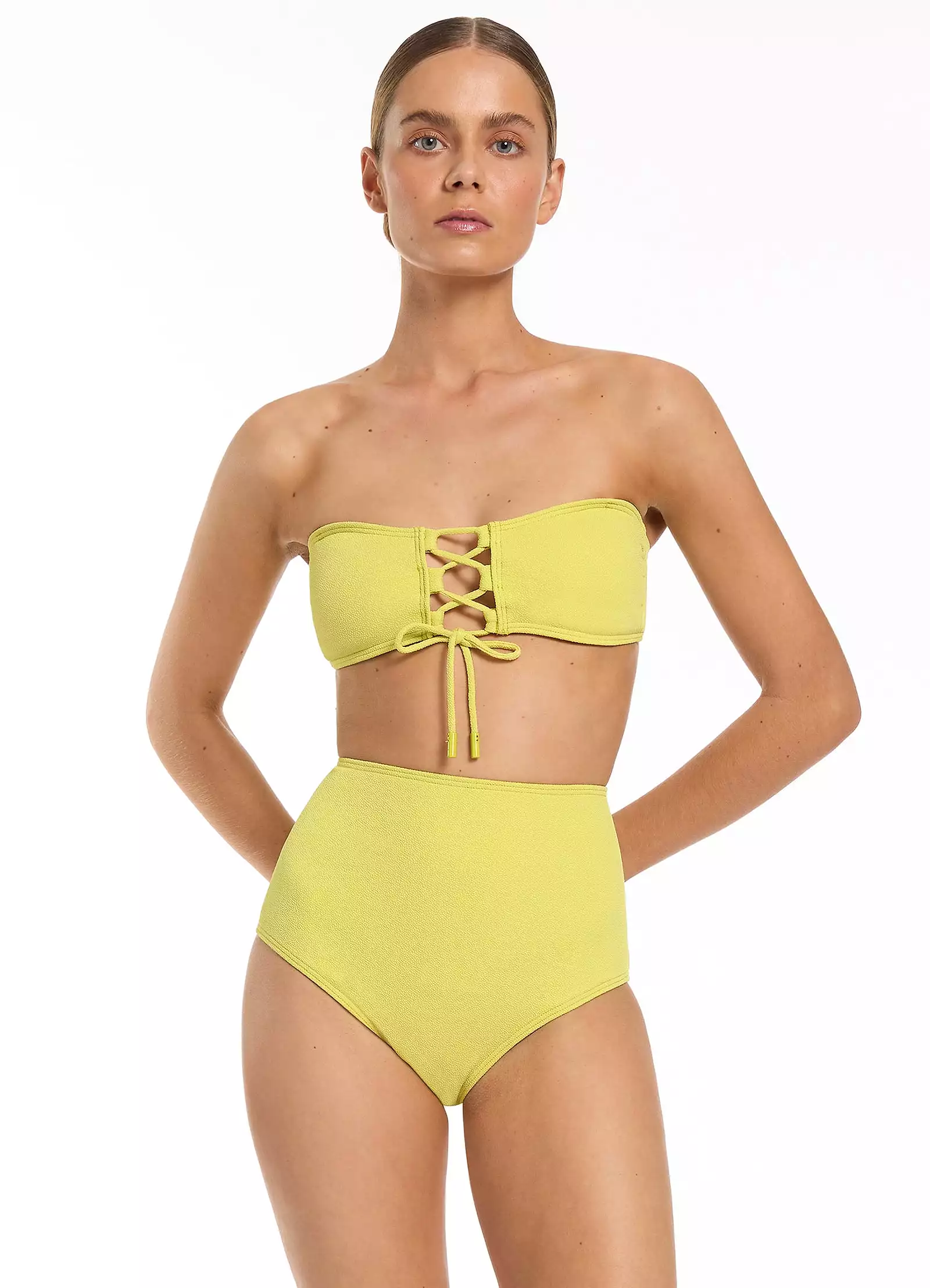 Joali Tie Front Bandeau Bikini Top - Zest