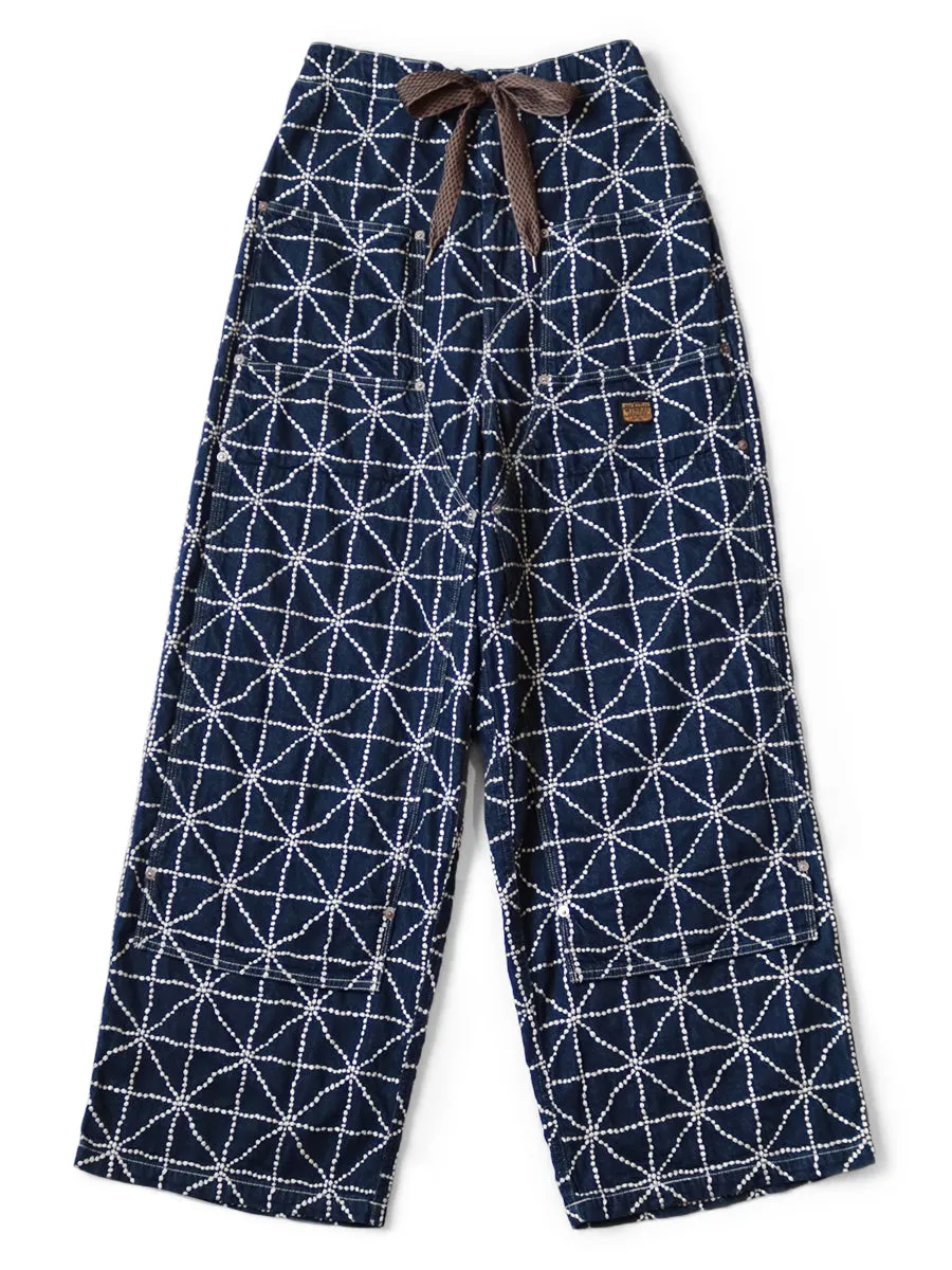 Kapital 8oz denim FOLK-DOJO embroidery W knee easy baggy pants