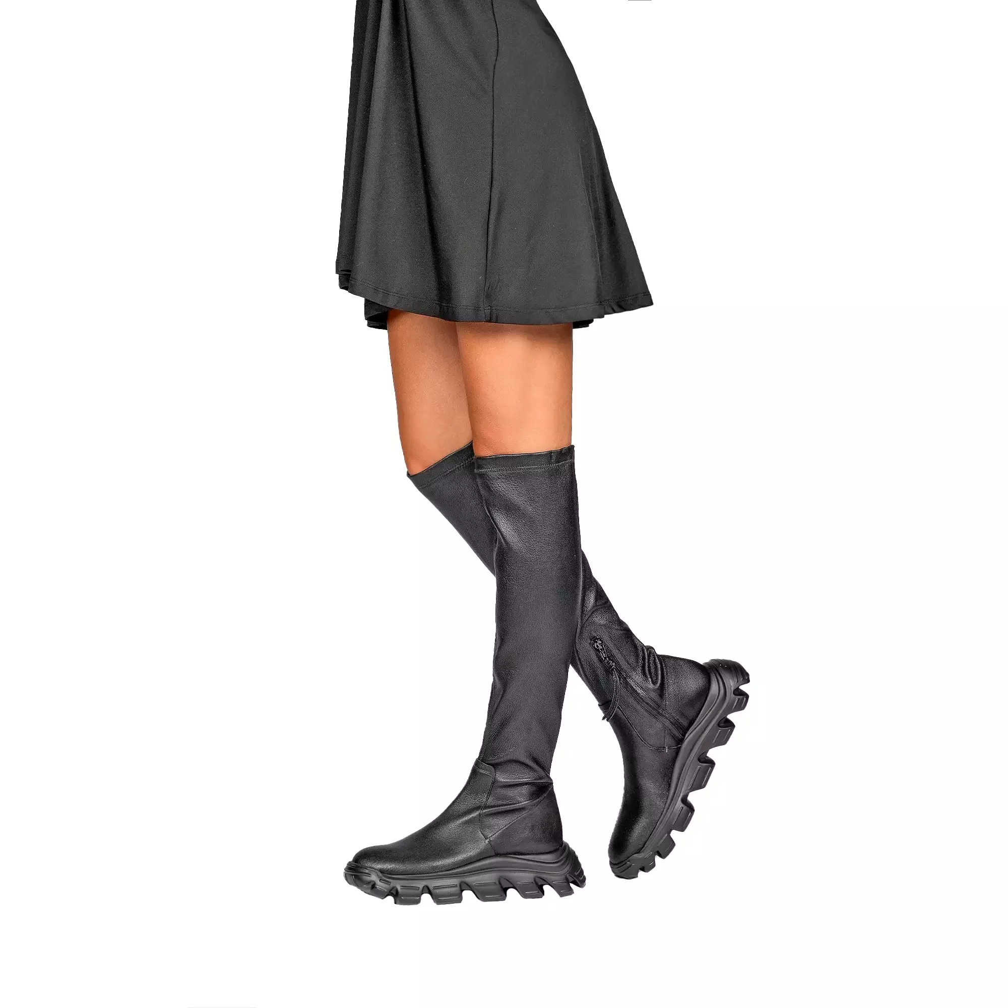 Knee Boot Old Iron Stretch Black