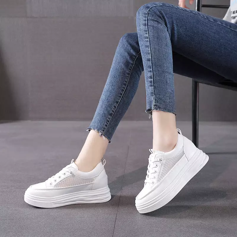 Korean style sports, white, running shoes