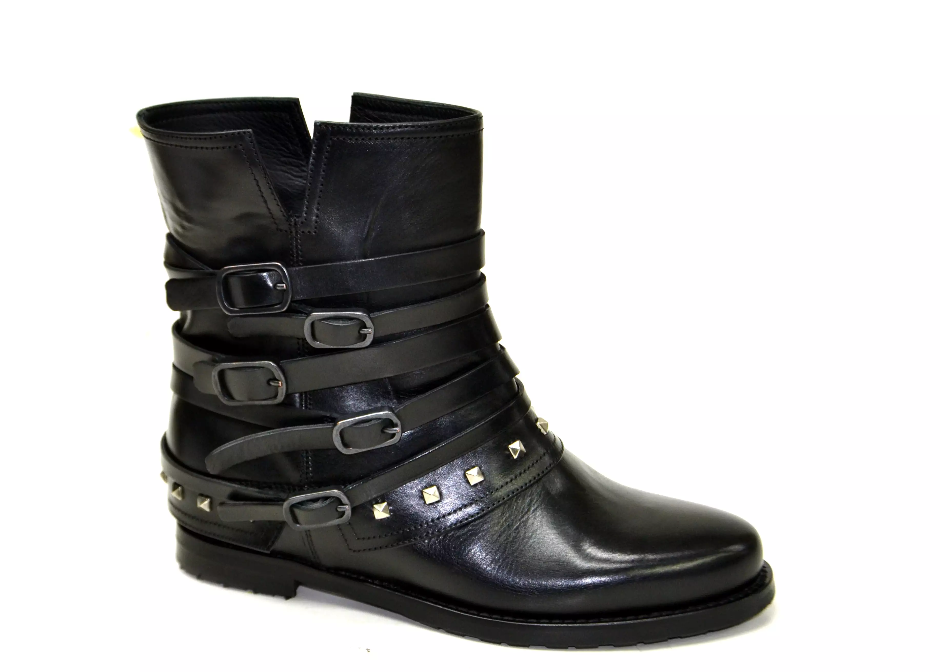 LAST PAIR 37-HORSE BLACK LOW BIKER BOOTS