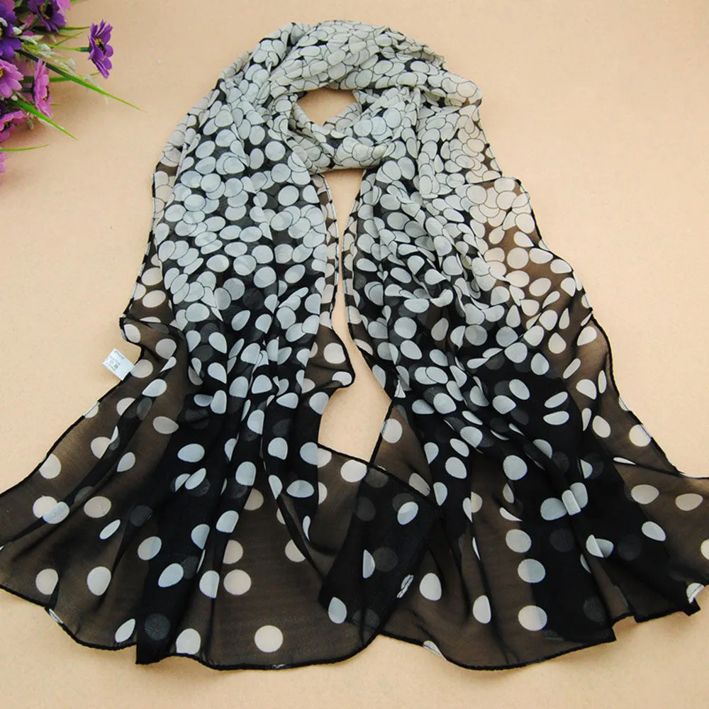 long scarf shawl printed polyester scarf Dot Long Soft Wrap Lady Shawl Silk Chiffon Scarf Women