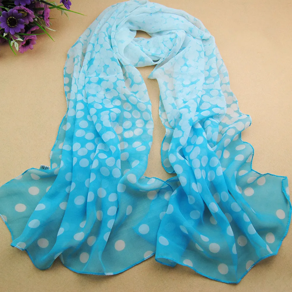 long scarf shawl printed polyester scarf Dot Long Soft Wrap Lady Shawl Silk Chiffon Scarf Women