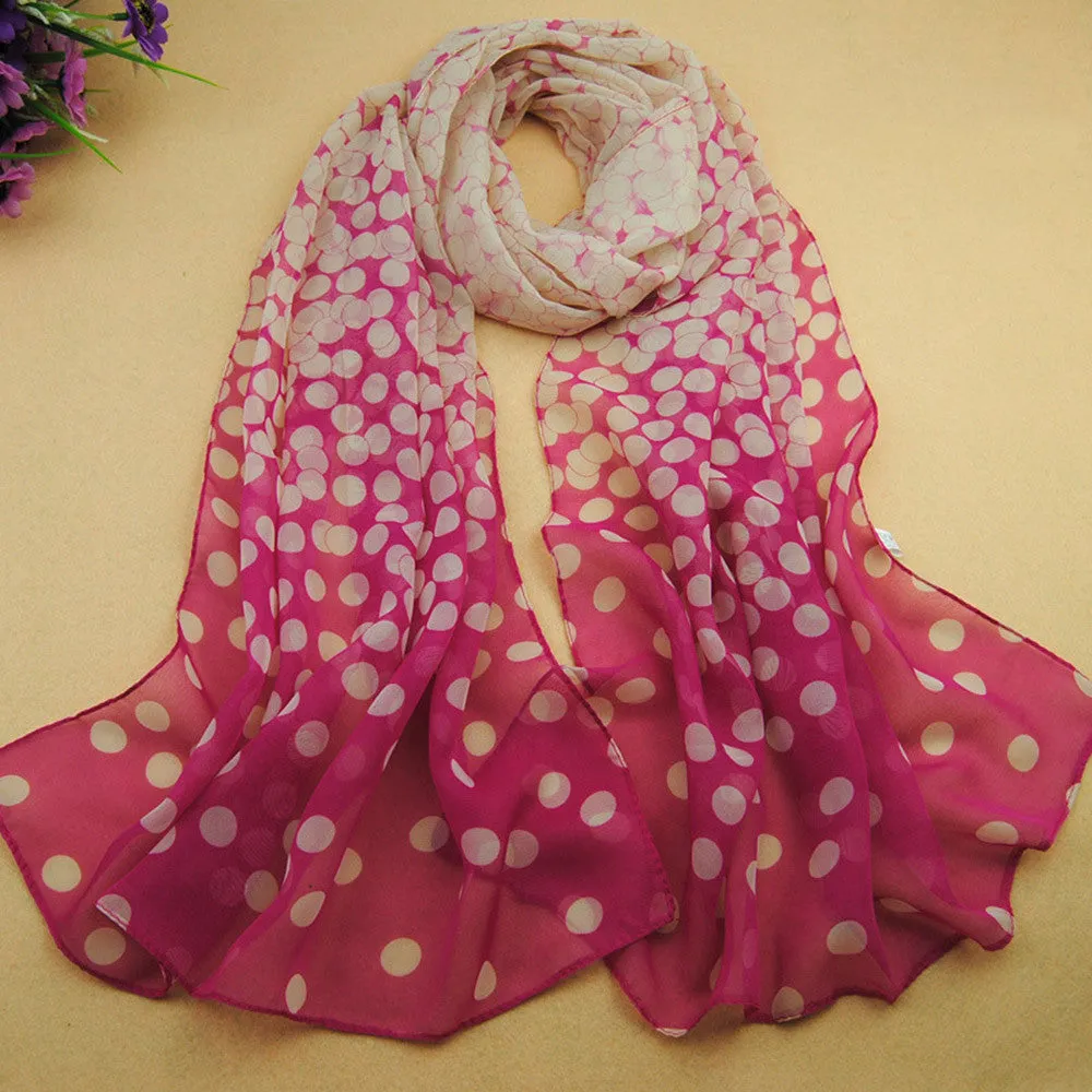 long scarf shawl printed polyester scarf Dot Long Soft Wrap Lady Shawl Silk Chiffon Scarf Women