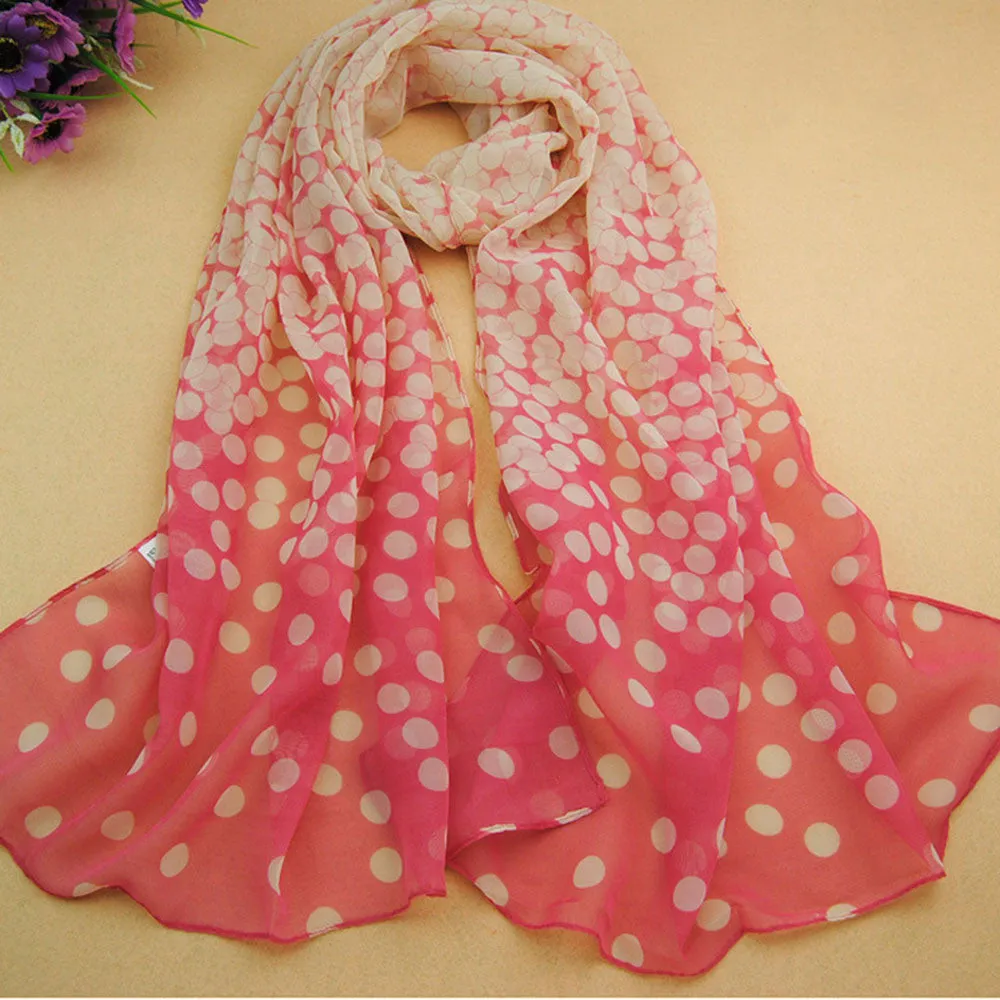 long scarf shawl printed polyester scarf Dot Long Soft Wrap Lady Shawl Silk Chiffon Scarf Women