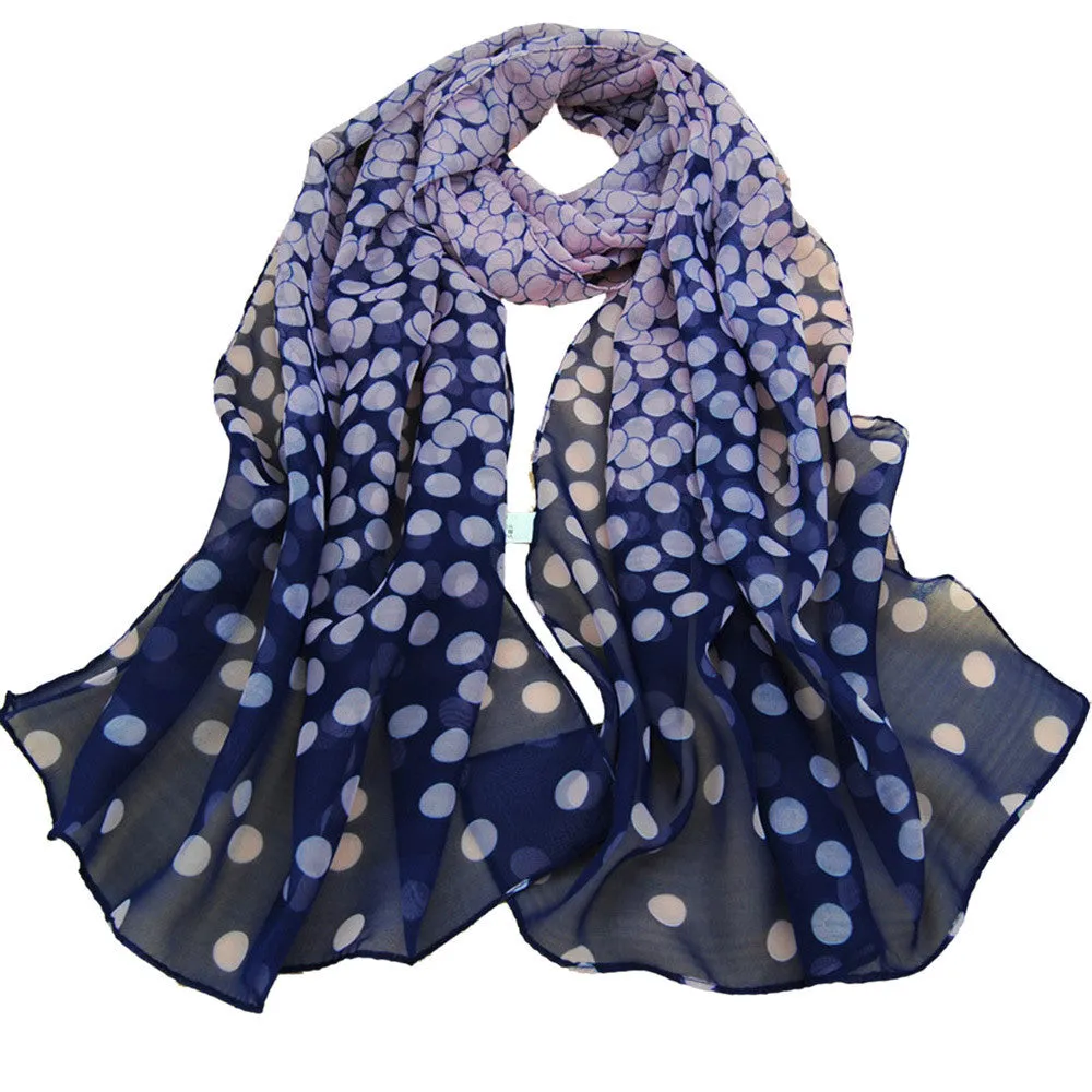 long scarf shawl printed polyester scarf Dot Long Soft Wrap Lady Shawl Silk Chiffon Scarf Women