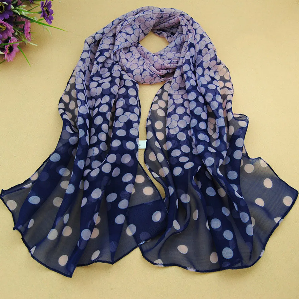 long scarf shawl printed polyester scarf Dot Long Soft Wrap Lady Shawl Silk Chiffon Scarf Women