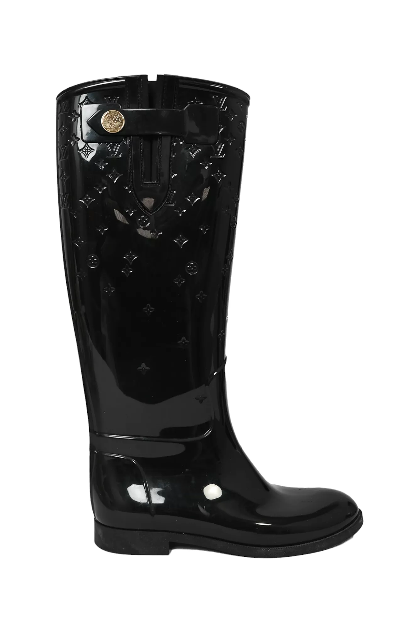 Louis Vuitton Black Empreinte Rubber Rain Boots Size 35