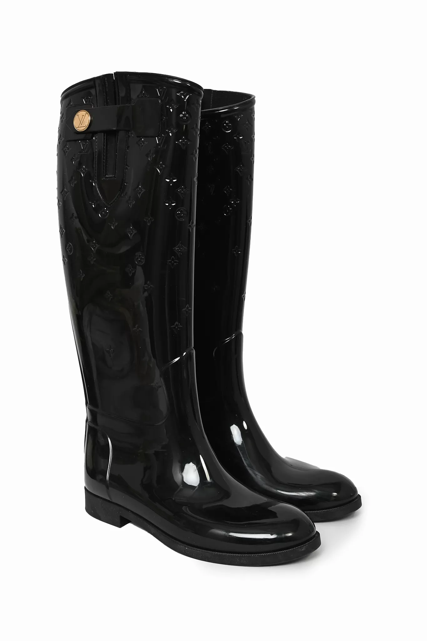 Louis Vuitton Black Empreinte Rubber Rain Boots Size 35