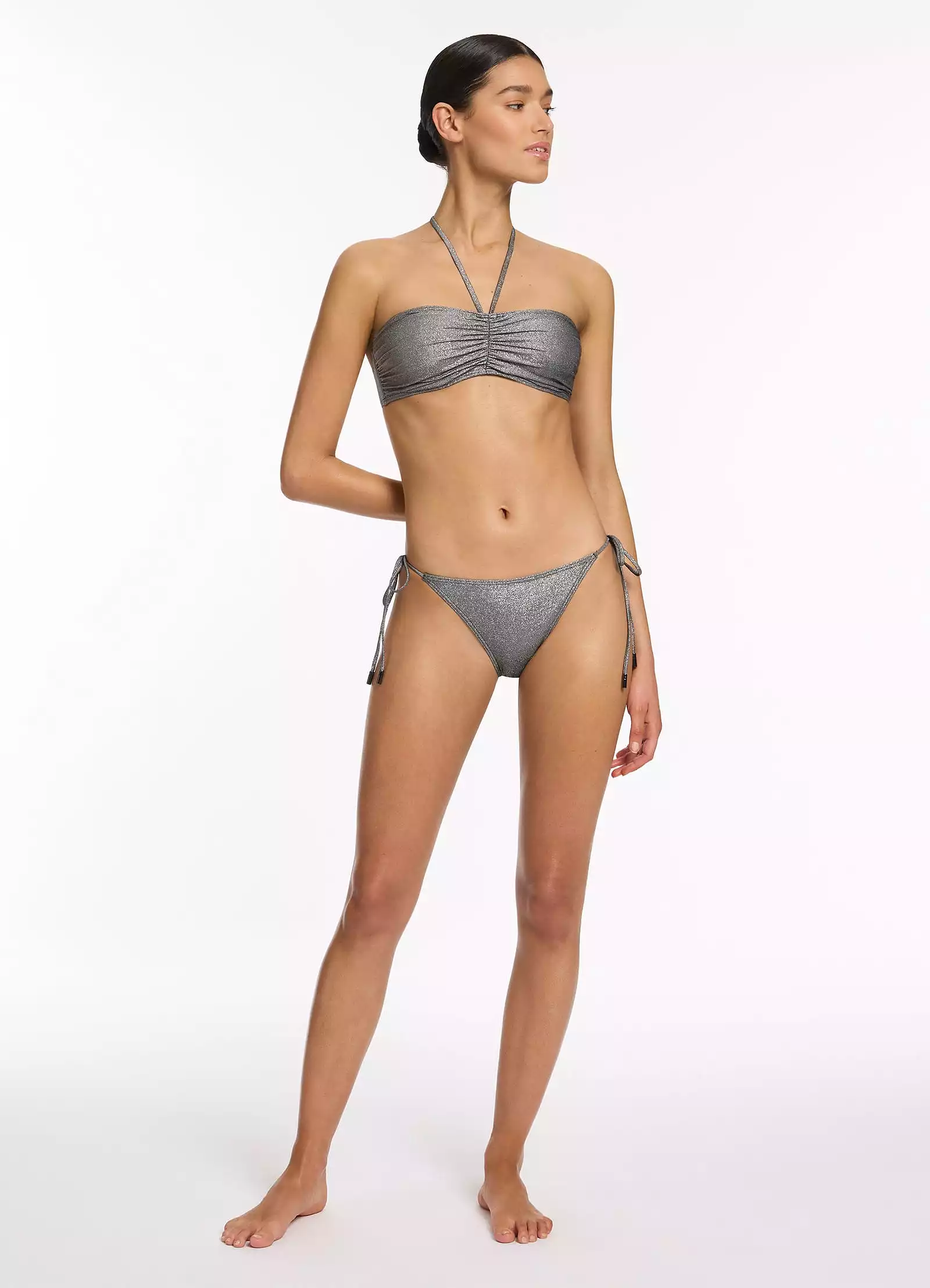 Lumen Underwire Bandeau Halter Bikini Top - Silver