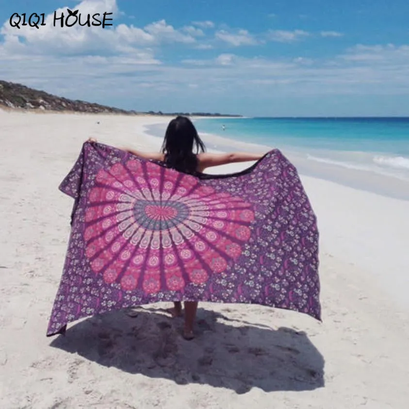 Mandala Blanket Oversize Beach Towel Cover Up Bikini Boho Summer Dress Swimwear Bathing Suit Kimono Tunic Blanket Scarf#C812 SM6