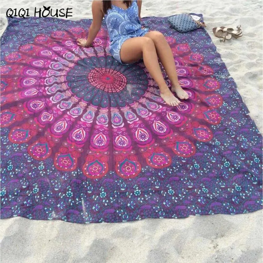 Mandala Blanket Oversize Beach Towel Cover Up Bikini Boho Summer Dress Swimwear Bathing Suit Kimono Tunic Blanket Scarf#C812 SM6