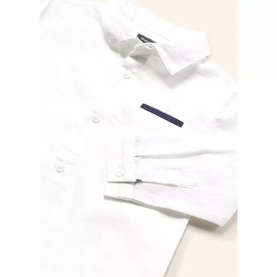 Mayoral Baby  Long Sleeve Dress Shirt with BowTie _White 1115-40