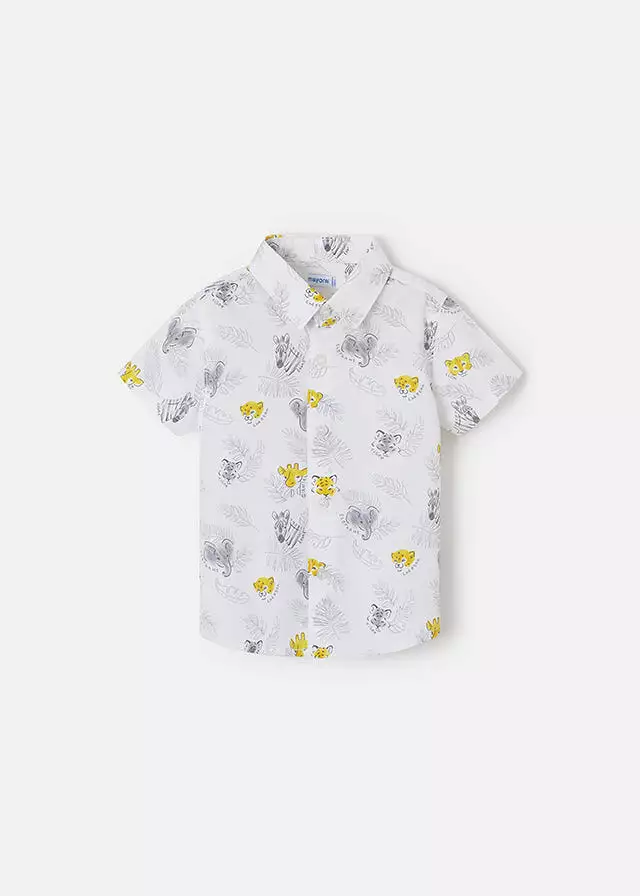 Mayoral Baby Short Sleeve Dress Shirt w/Print_ White 1115-95