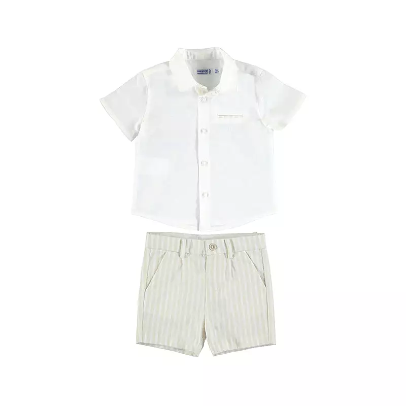 Mayoral Baby Shorts and Dress Shirt Set_ Jute 1232-22