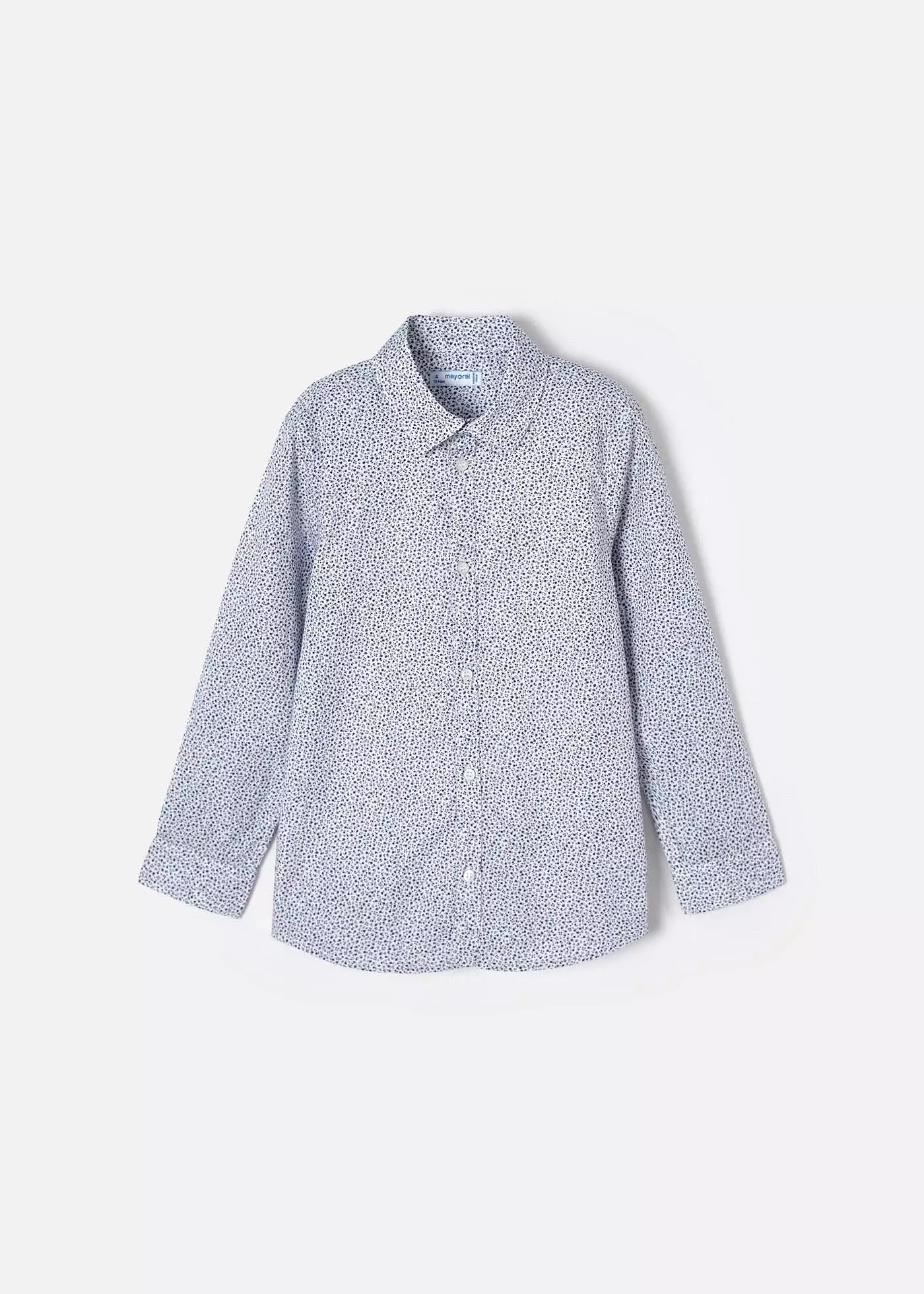 Mayoral Mini L/S Dress Shirt w/Floral Print_ Navy 3120-47