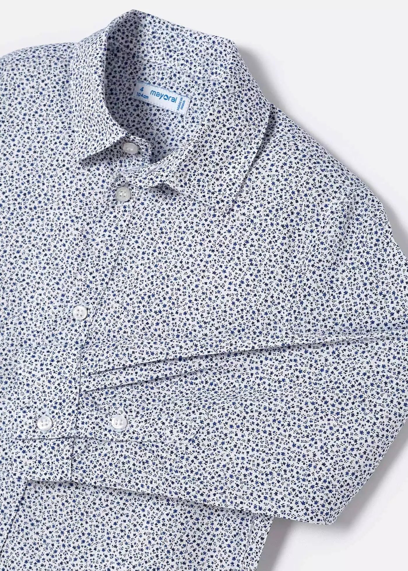 Mayoral Mini L/S Dress Shirt w/Floral Print_ Navy 3120-47