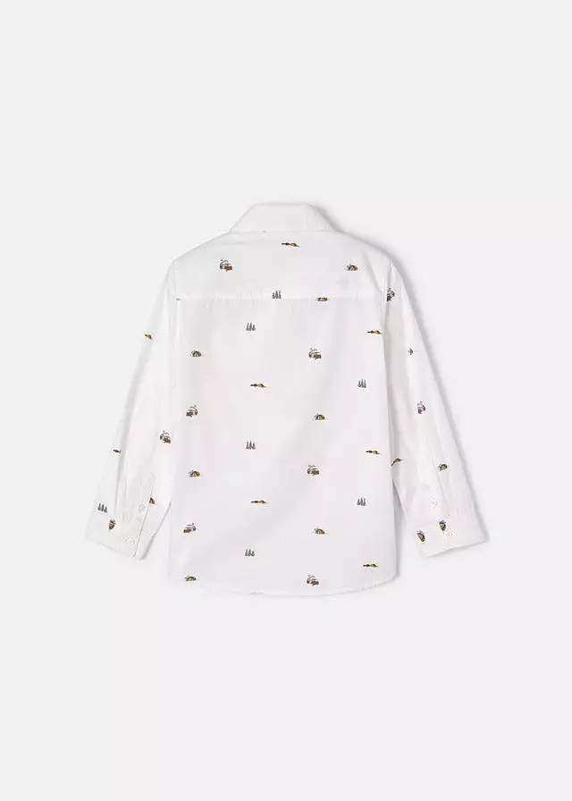 Mayoral Mini L/S Patterned Dress Shirt _White 4186-48