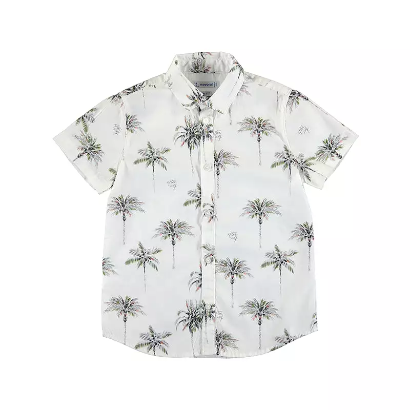 Mayoral Mini Short Sleeve Dress Shirt w/Print_ Palms 3114-66