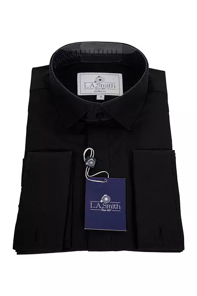 Mens Black Standard Collar Shirt