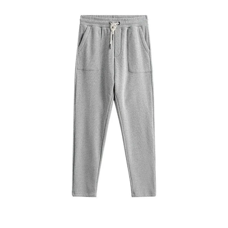 Men's Elastic Mid-Waist Streetwear Knitted Full-Length Casual Pants