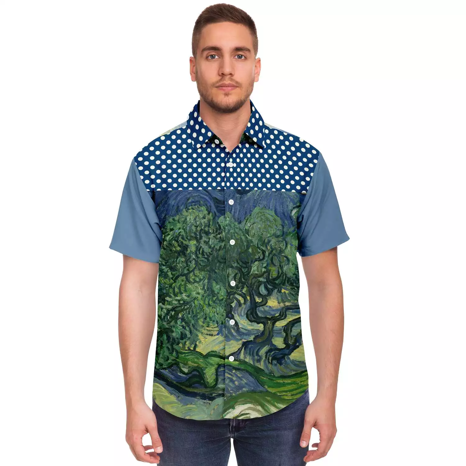 Midnight Moon Short Sleeve Button Down Shirt