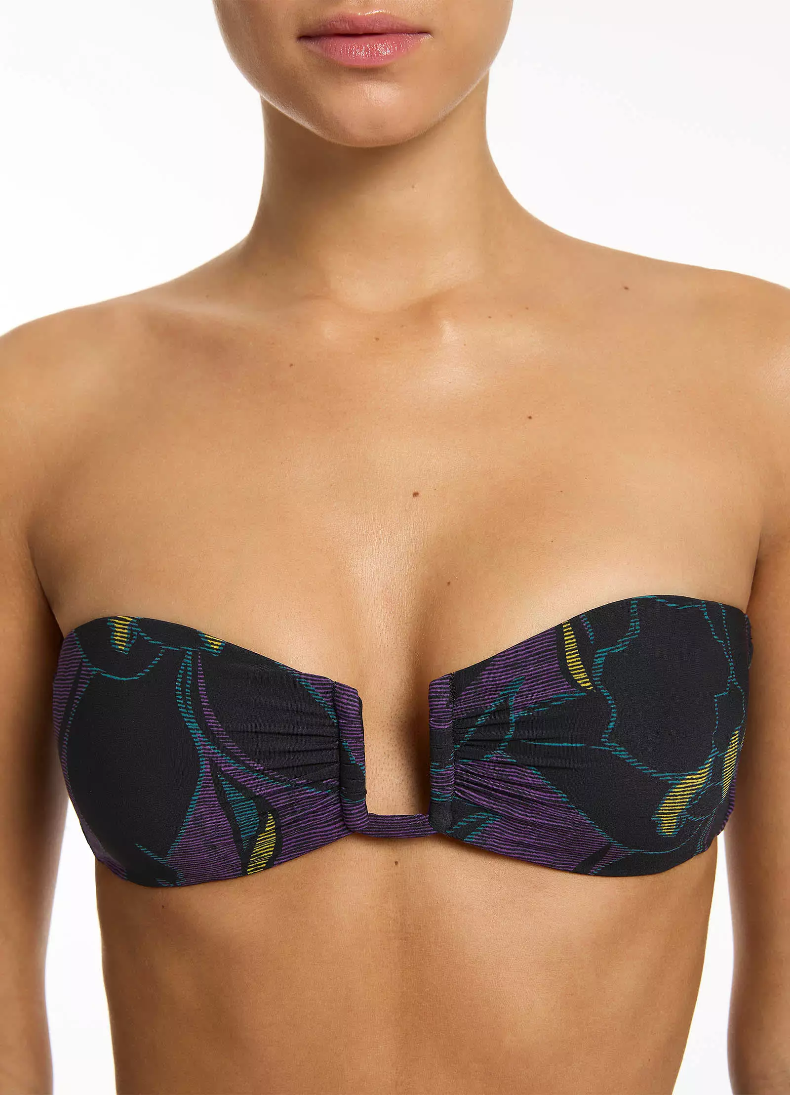 Midnight Tropical Bandeau Bikini Top - Amethyst