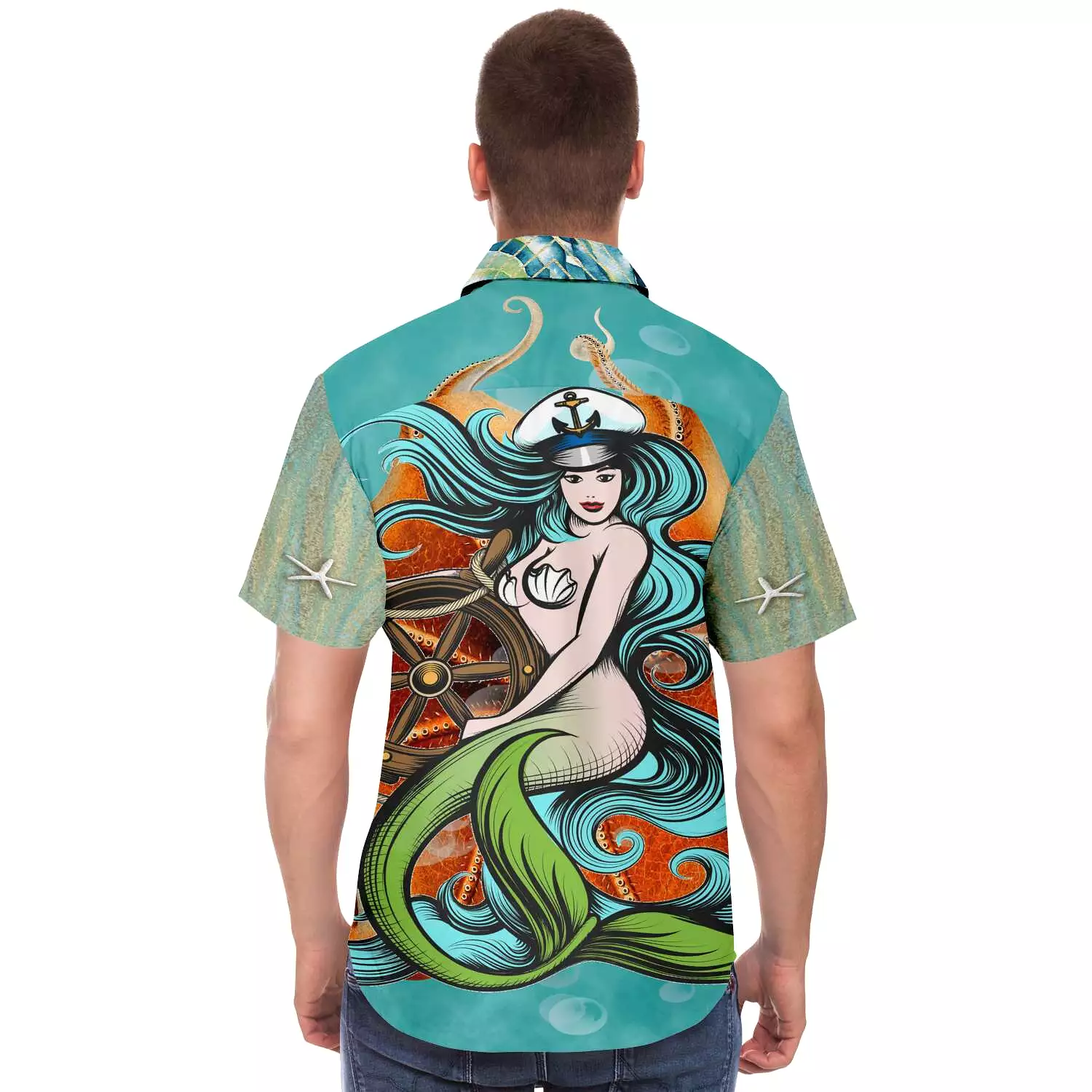 My Little Mermaid Short Sleeve Button Down Shirt