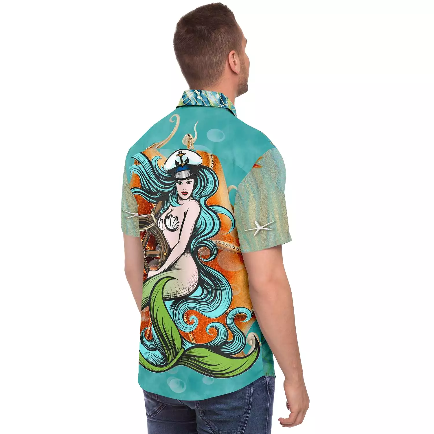 My Little Mermaid Short Sleeve Button Down Shirt