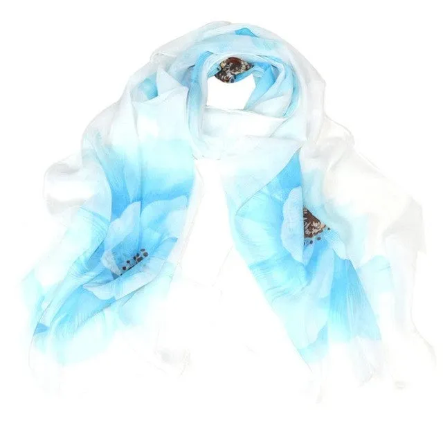 New Arrival Women Flower Print Chiffon Scarves Fashion Style 160cmx50cm Wrap Lady Shawl And Scarf  Echarpe Hiver Femme GS