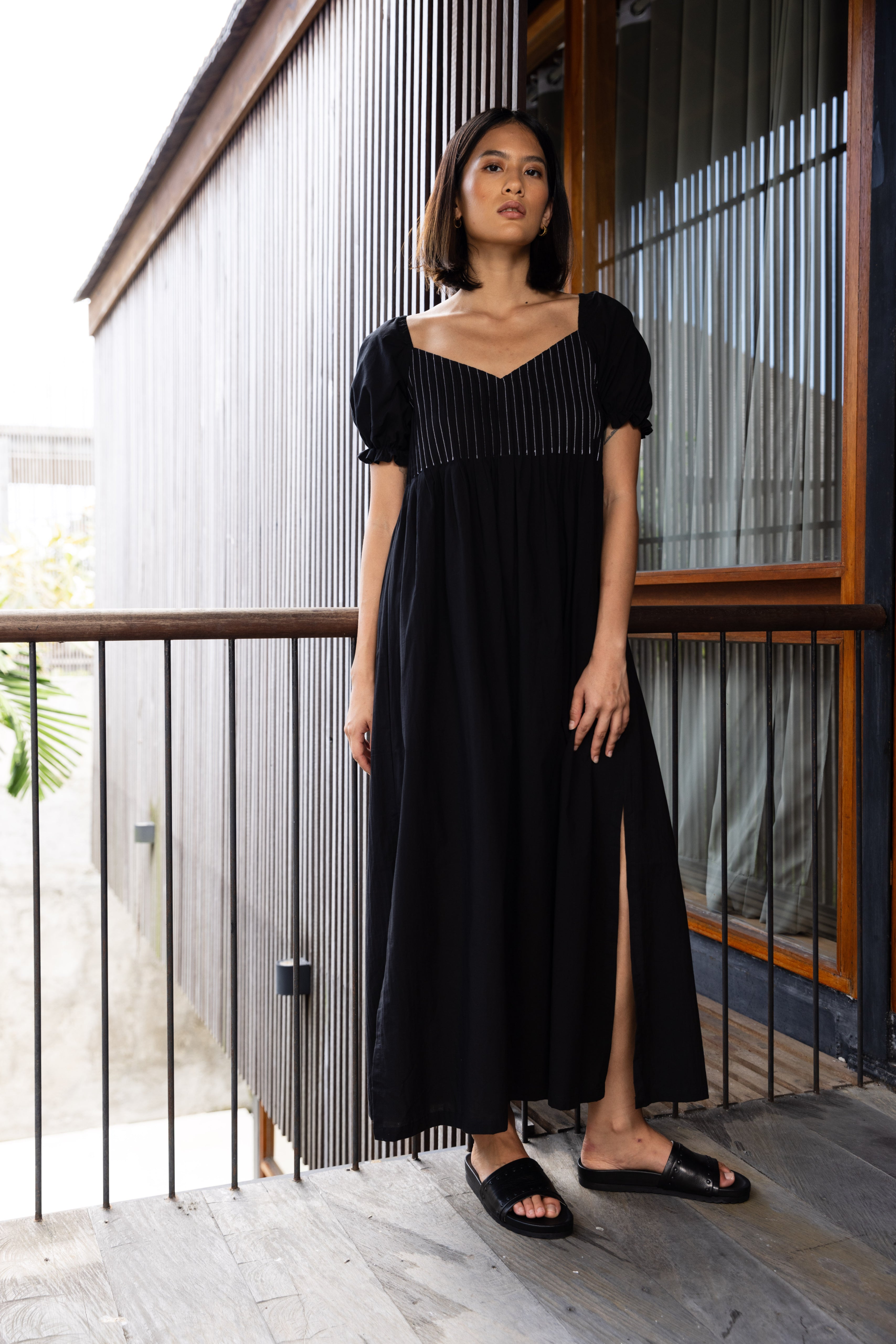 New Love Dress - Black with White Stitching