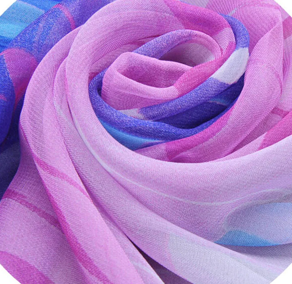 nice chiffon scarf women high quality colorful chiffon georgette silk scarves shawl female long design foulard femme #564 SM6