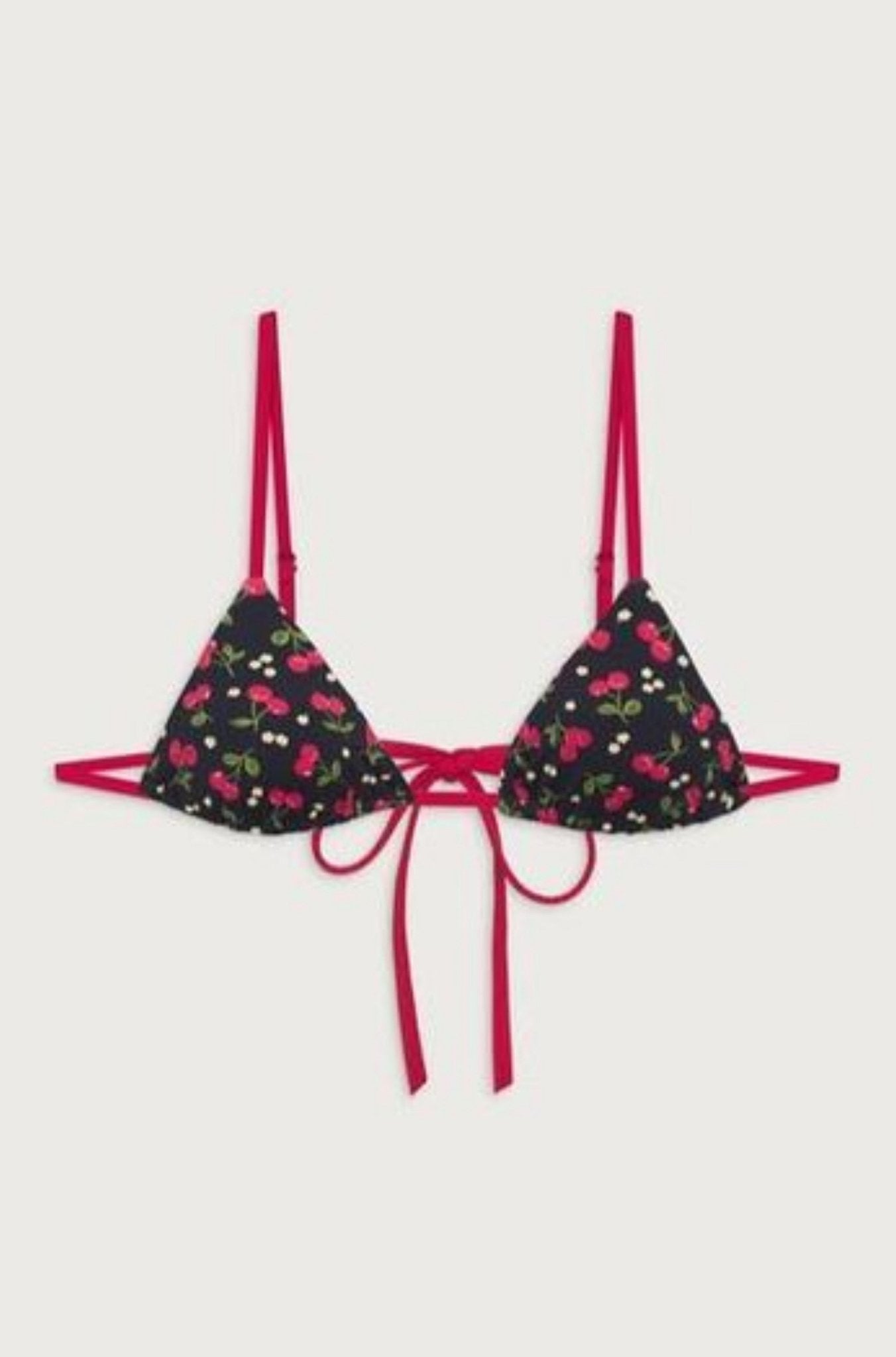 Nick Triangle Halter Bikini Top in Cherry Hearts