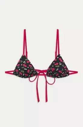 Nick Triangle Halter Bikini Top in Cherry Hearts