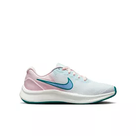 Nike White/Cobalt Bliss/Pearl Pink Star Runner 3 Youth Sneaker