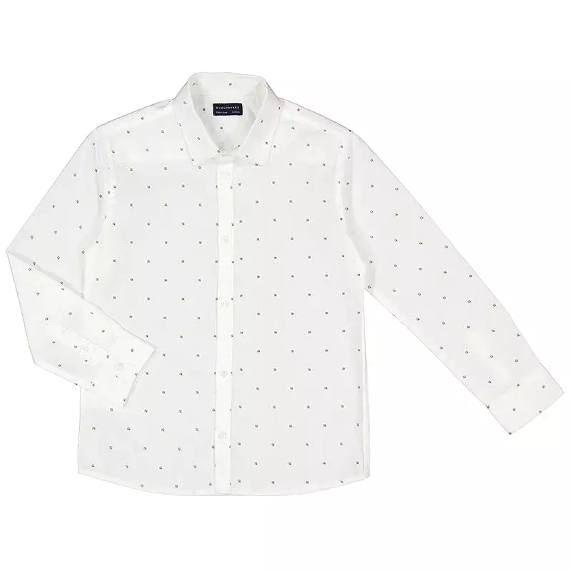 Nukutavake Long Sleeve Dress Shirt w/small pattern _White 6116