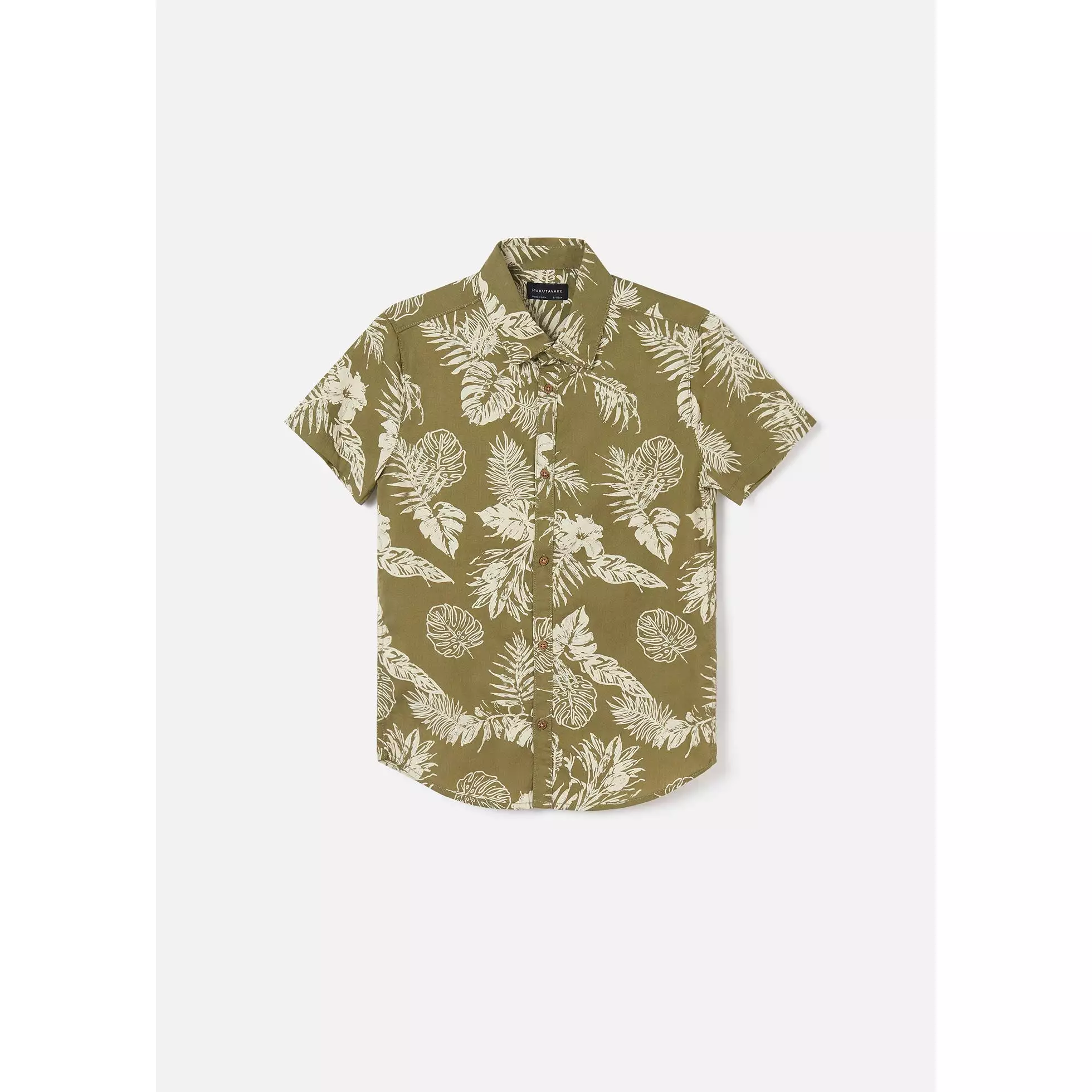 Nukutavake S/S Dress Shirt w/Leaf _Green 6113-72