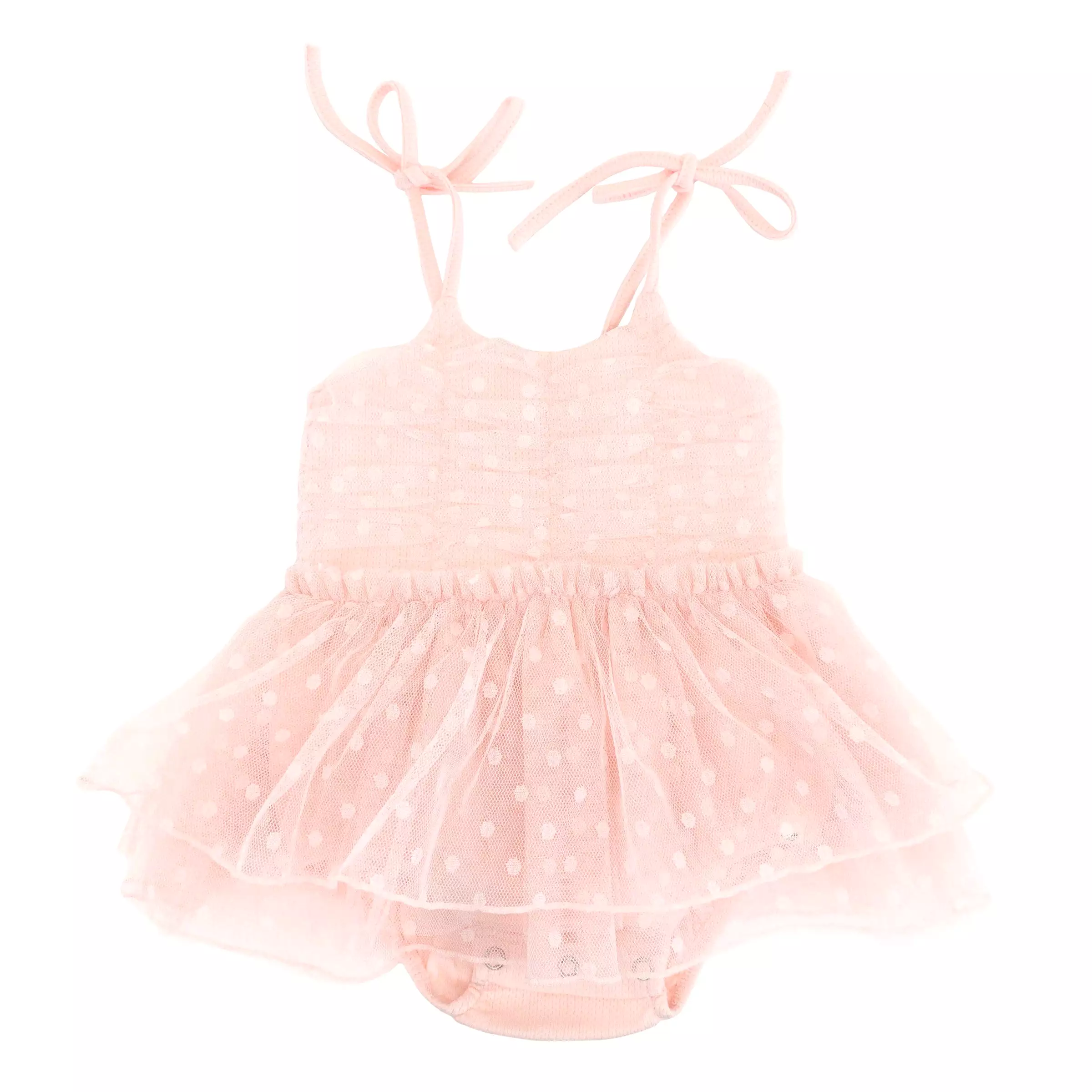 oh baby! Dotted Mesh Pointelle Ballet Dress - Pale Pink