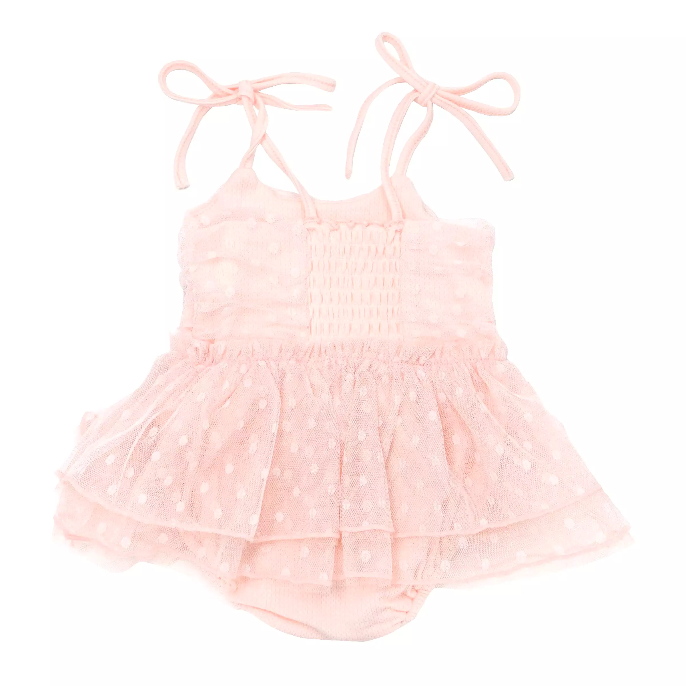 oh baby! Dotted Mesh Pointelle Ballet Dress - Pale Pink