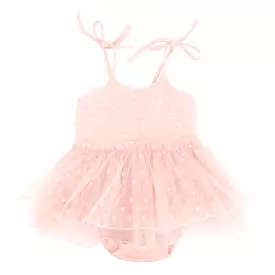 oh baby! Dotted Mesh Pointelle Ballet Dress - Pale Pink