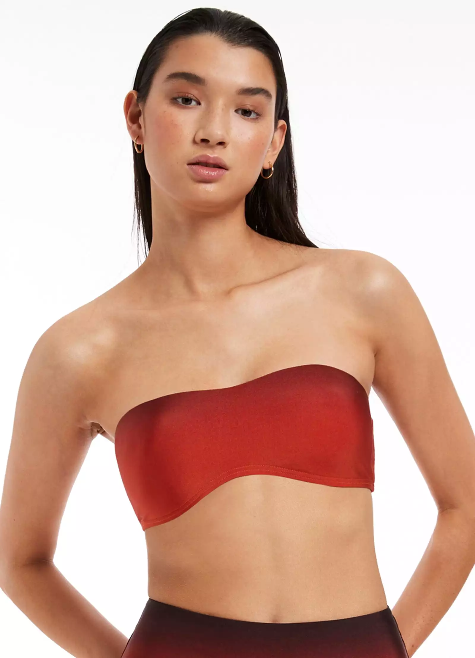 Oia Sunset Minimal Bandeau Bikini Top - Burnt Orange