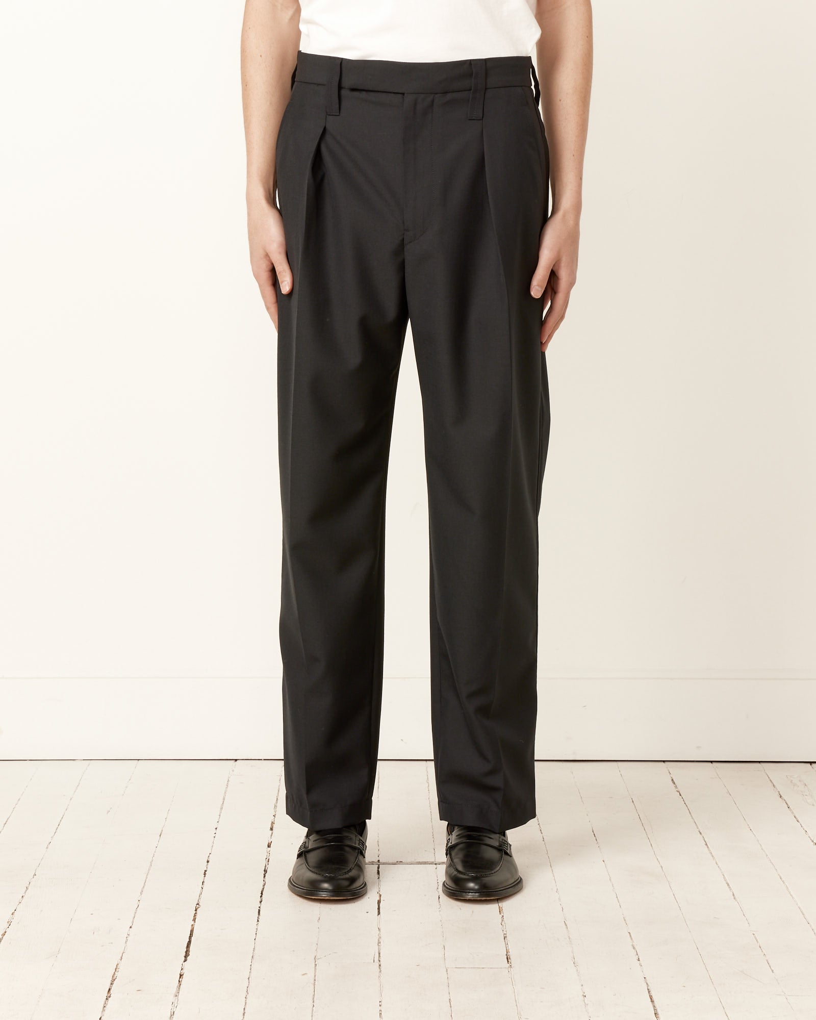 One Pleat Pant in Marine Melange