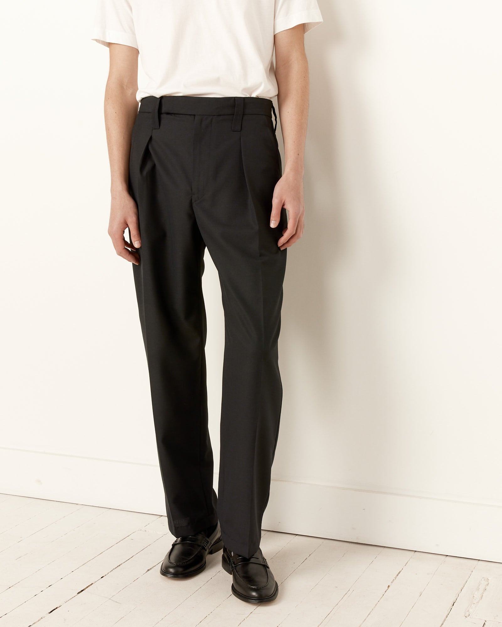 One Pleat Pant in Marine Melange