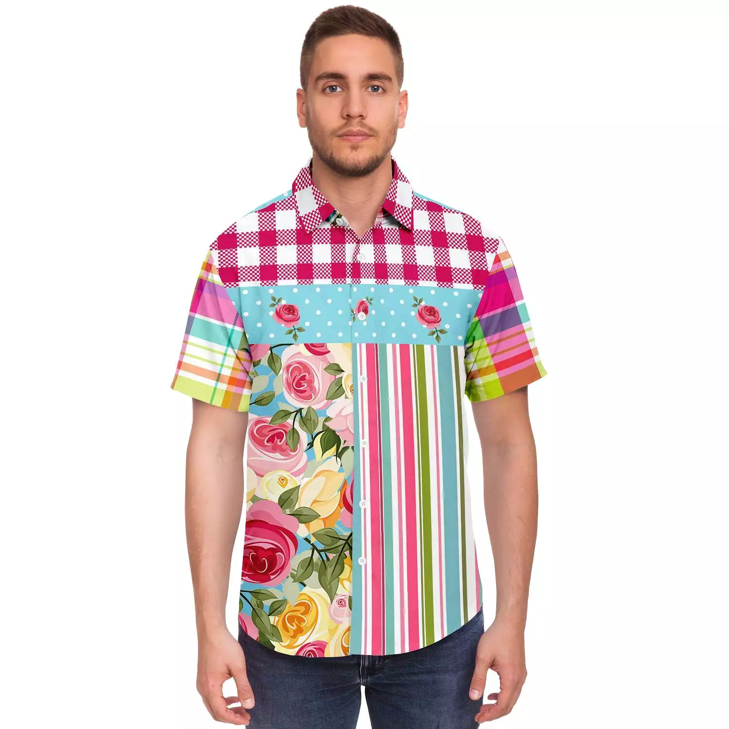 Parade of Roses Short Sleeve Button Down Shirt