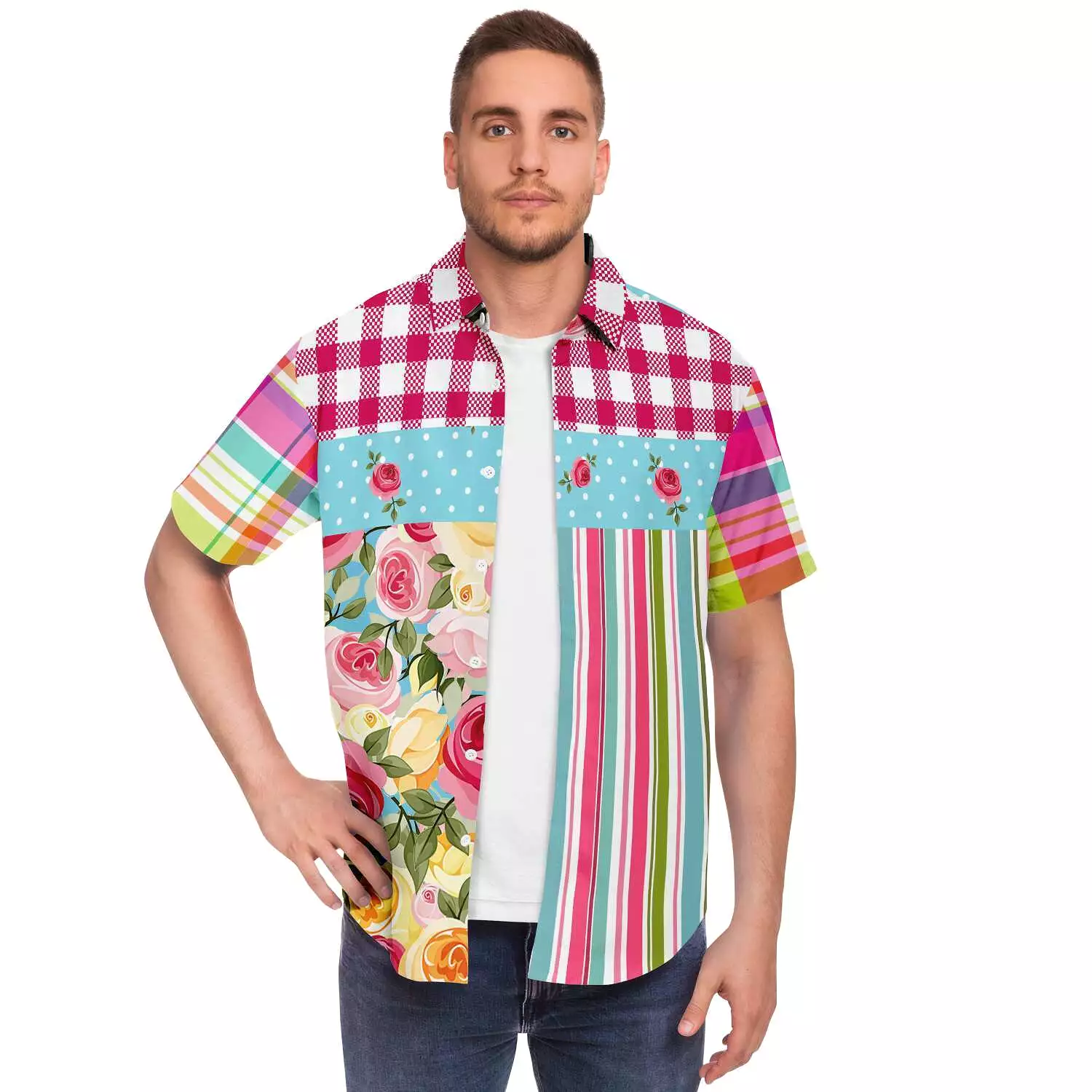 Parade of Roses Short Sleeve Button Down Shirt