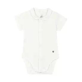 Petit Bateau Baby Short Sleeve Bodysuit Onesie With Collar - White