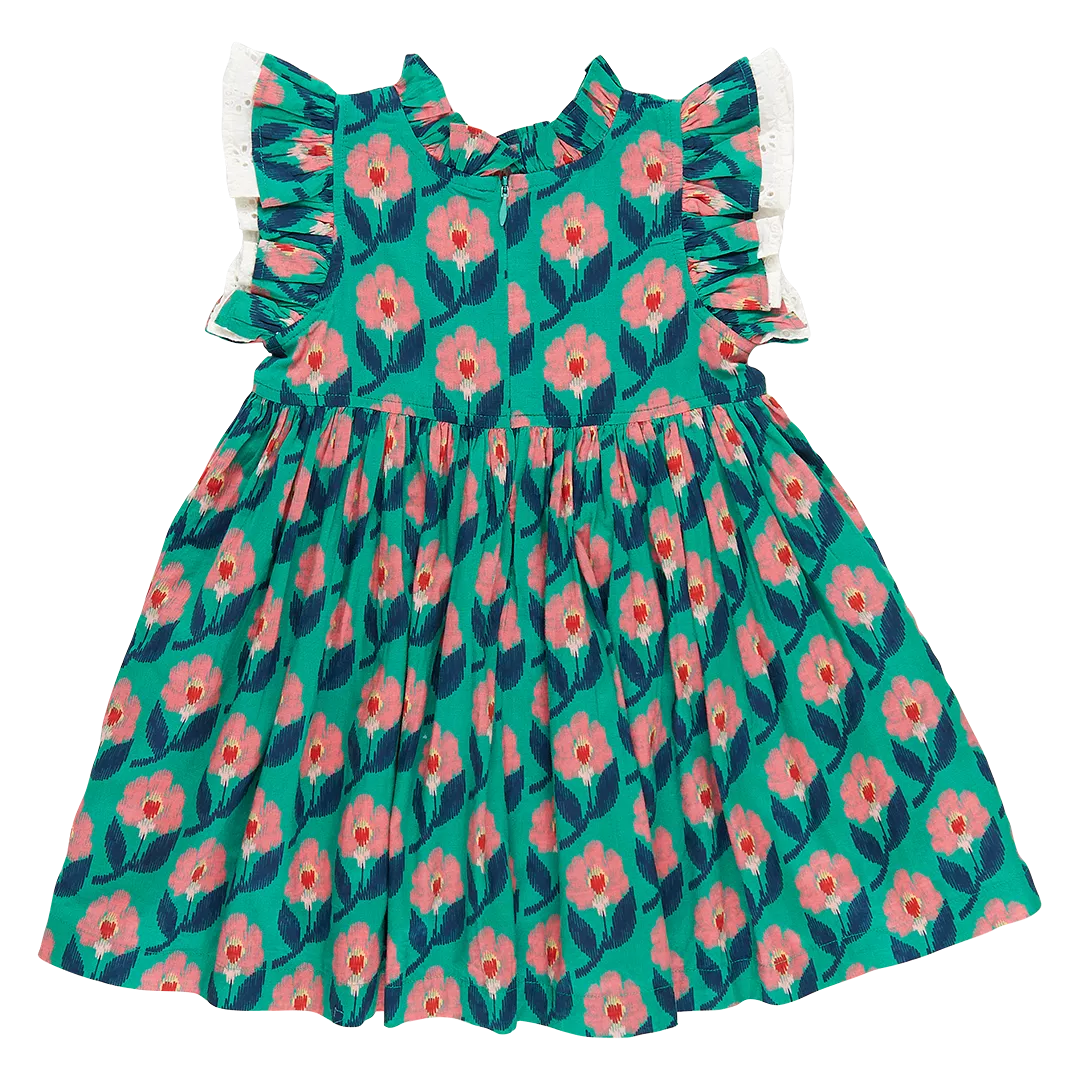 Pink Chicken Girls Leila Dress - Green Ikat Floral