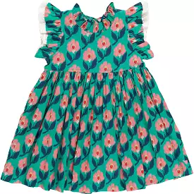 Pink Chicken Girls Leila Dress - Green Ikat Floral