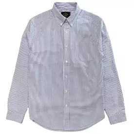 PORTUGUESE FLANNEL Atlantico Seersucker Stripe Blue Shirt